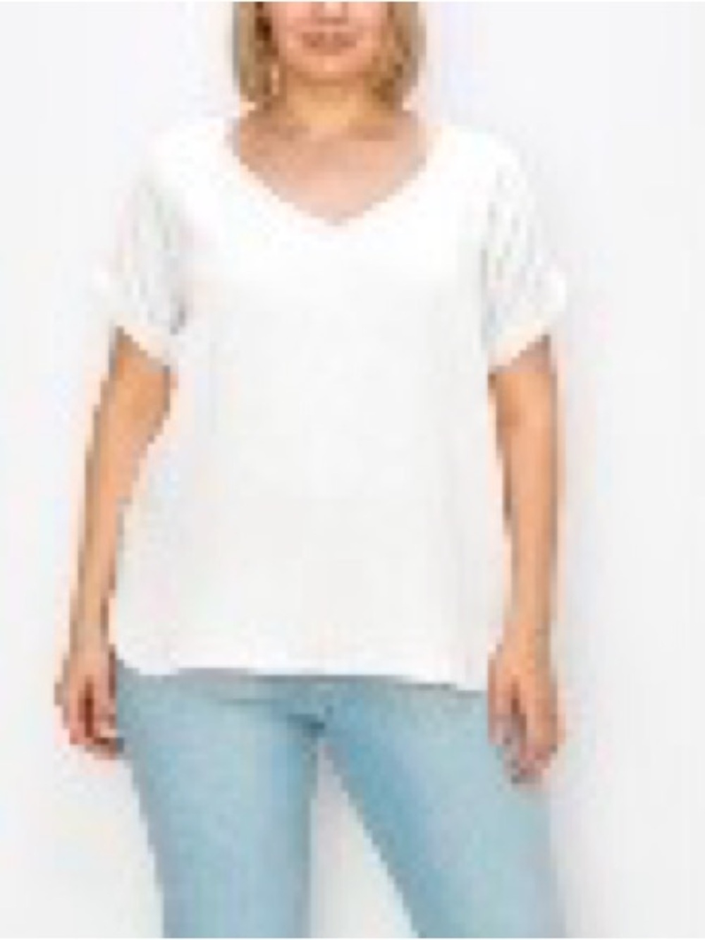 COIN White Textured Scoop Neck Short Sleeve Top